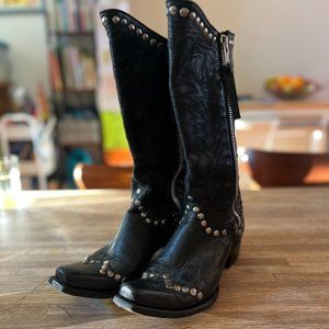Old Gringo block studded cowboy boots mid shaft